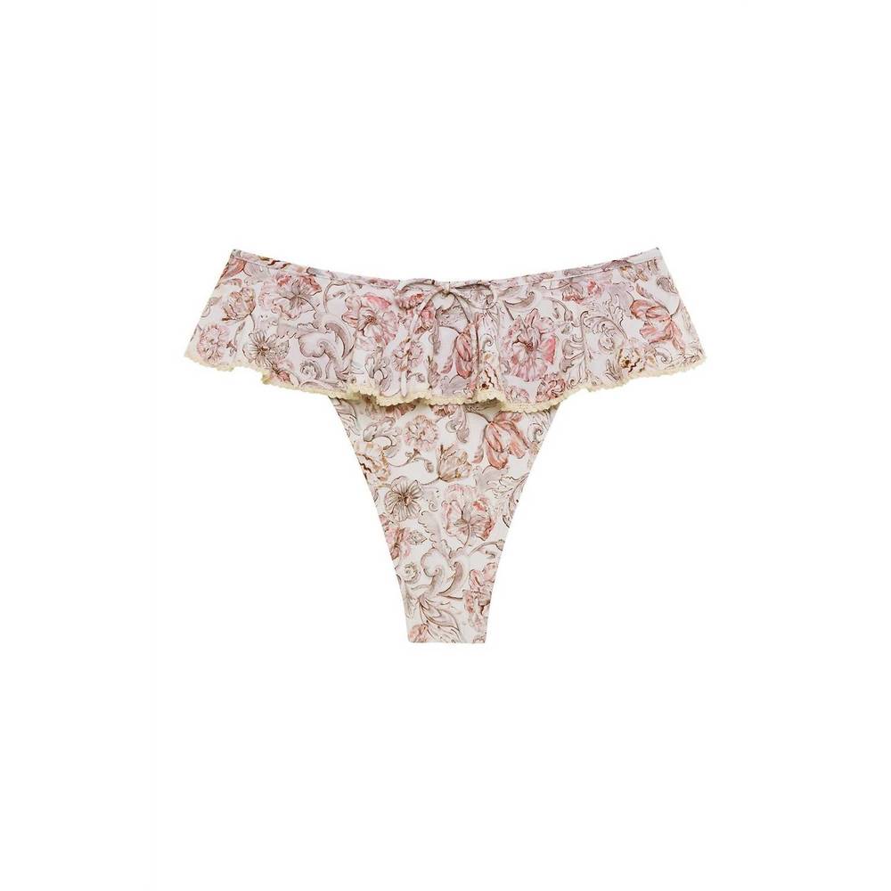 Montce Floral Ruffle Trim Bikini Set in Pale Pink and Cream